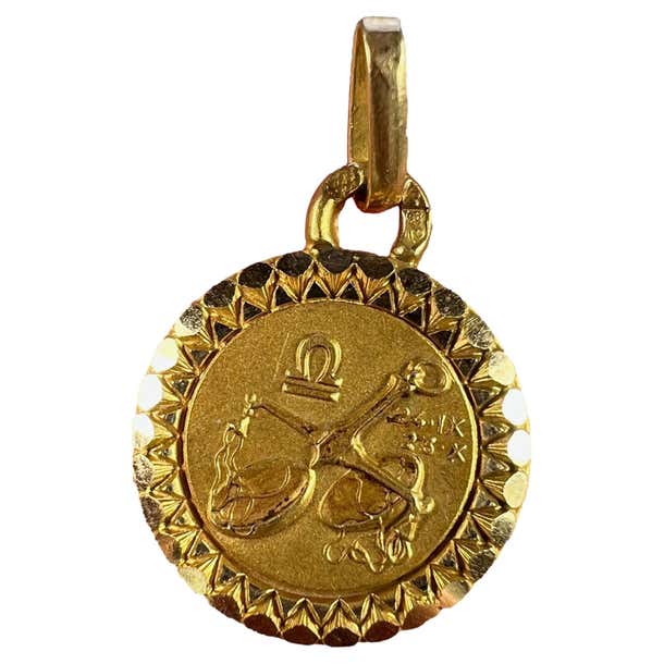 French Perroud Mini Libra Zodiac 18K Yellow Gold Charm Pendant at 1stDibs