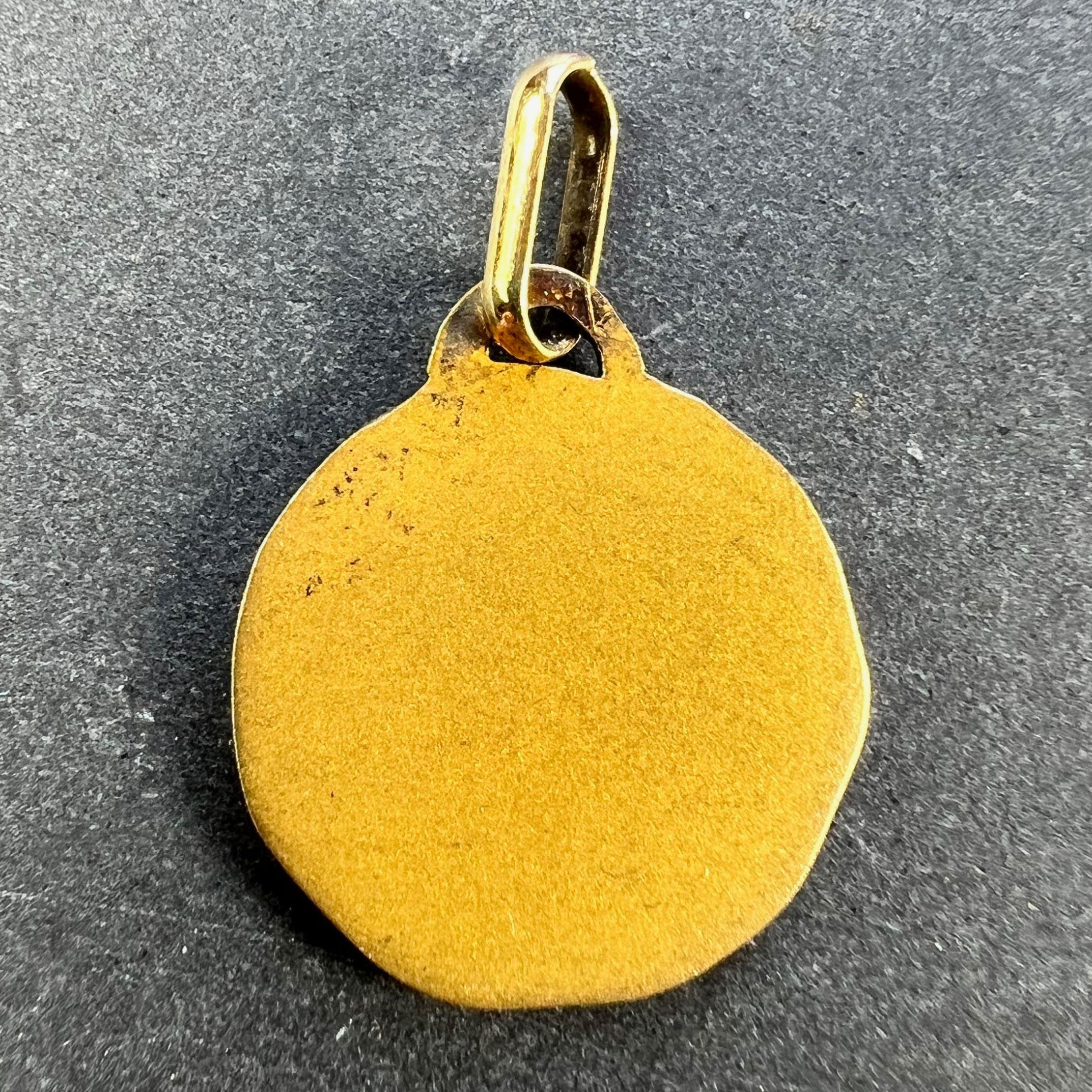 French Perroud Saint Christopher 18K Yellow Gold Medal Pendant In Good Condition In London, GB