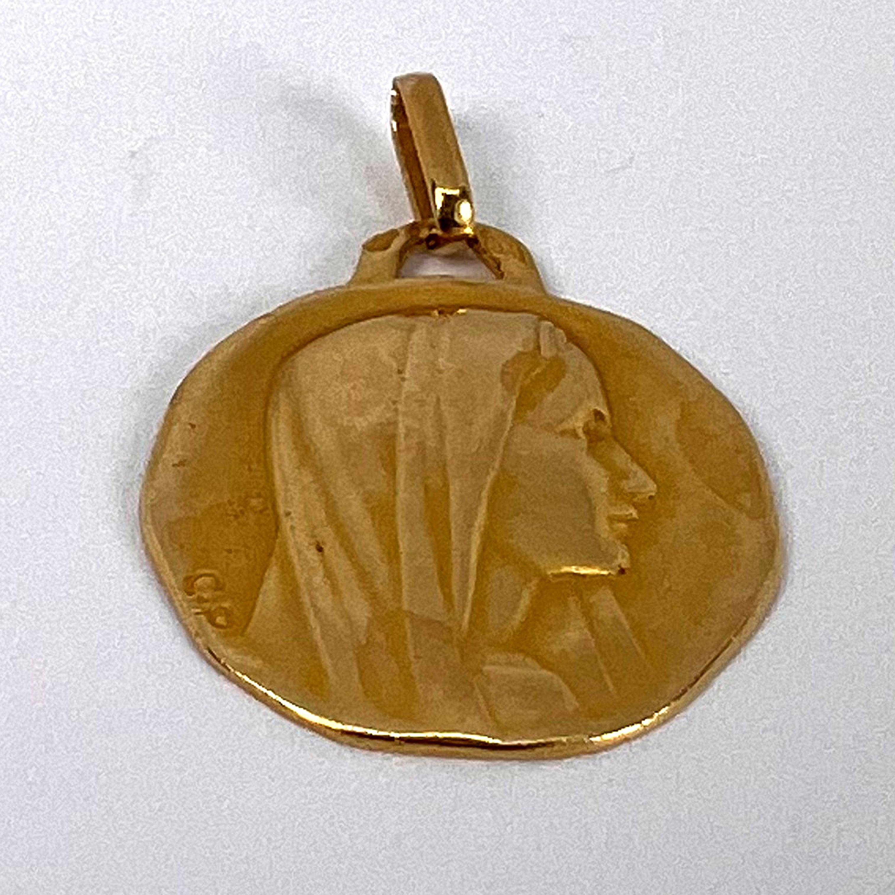French Perroud Virgin Mary 18K Yellow Gold Charm Pendant  For Sale 5