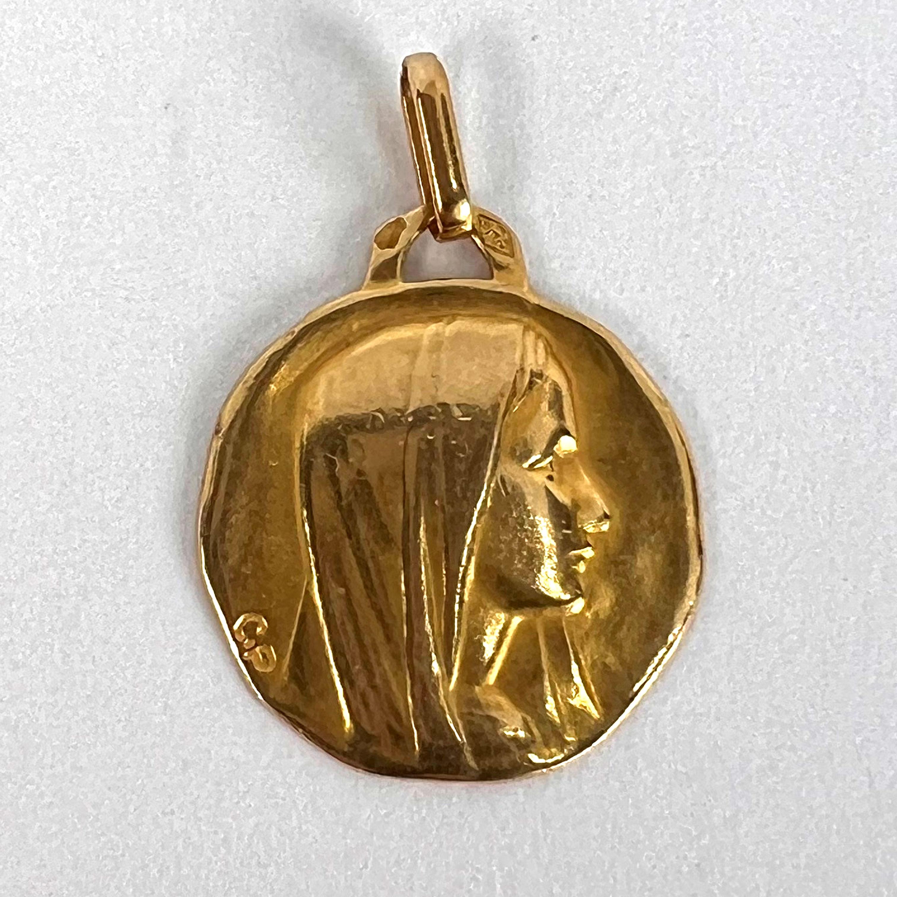 French Perroud Virgin Mary 18K Yellow Gold Charm Pendant  For Sale 4