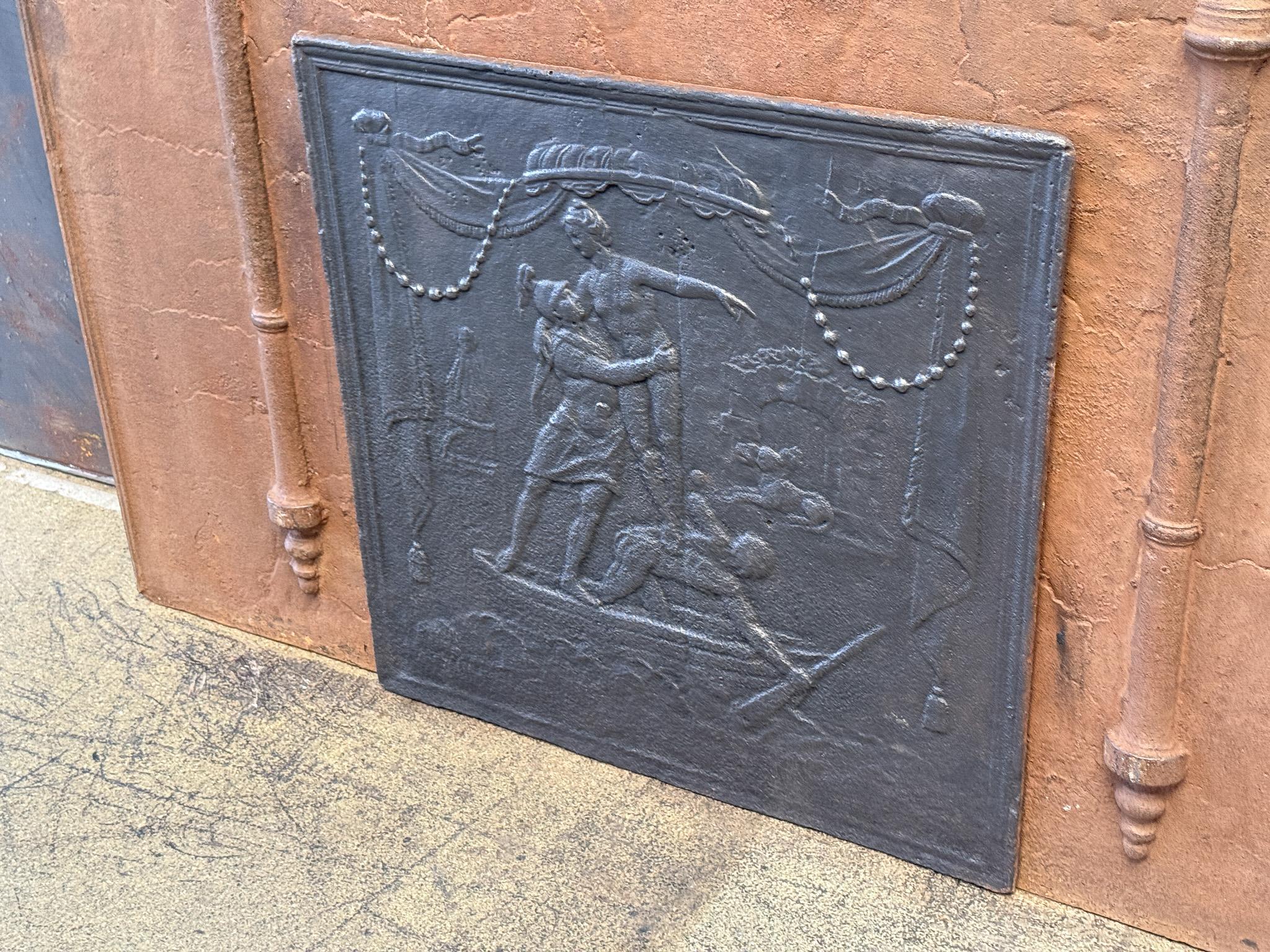 Moulage Plaque de cheminée française Persephone et Hadès, période néoclassique en vente