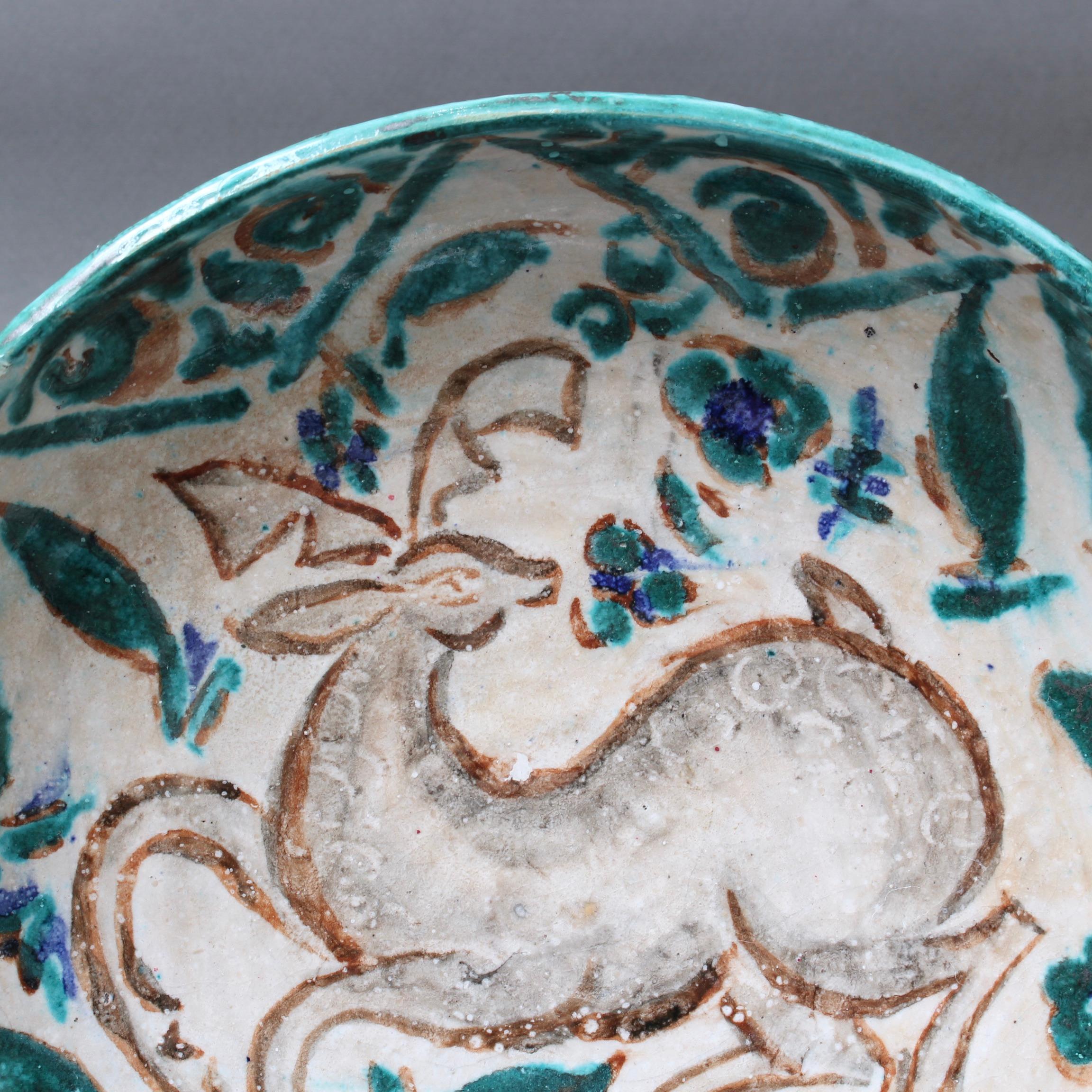 French Persian-Inspired Ceramic Bowl by Édouard Cazaux, circa 1930s For Sale 8