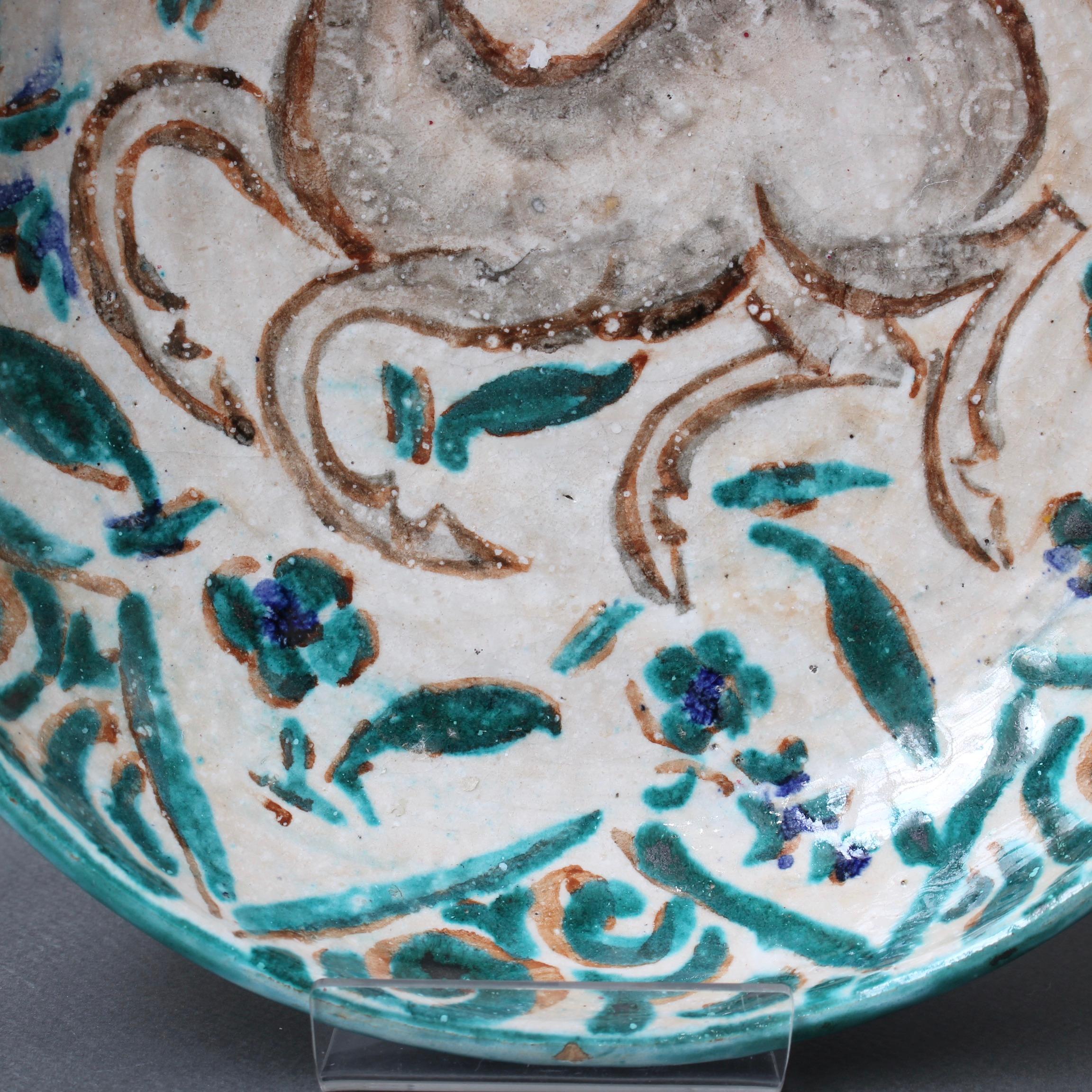 French Persian-Inspired Ceramic Bowl by Édouard Cazaux, circa 1930s For Sale 9