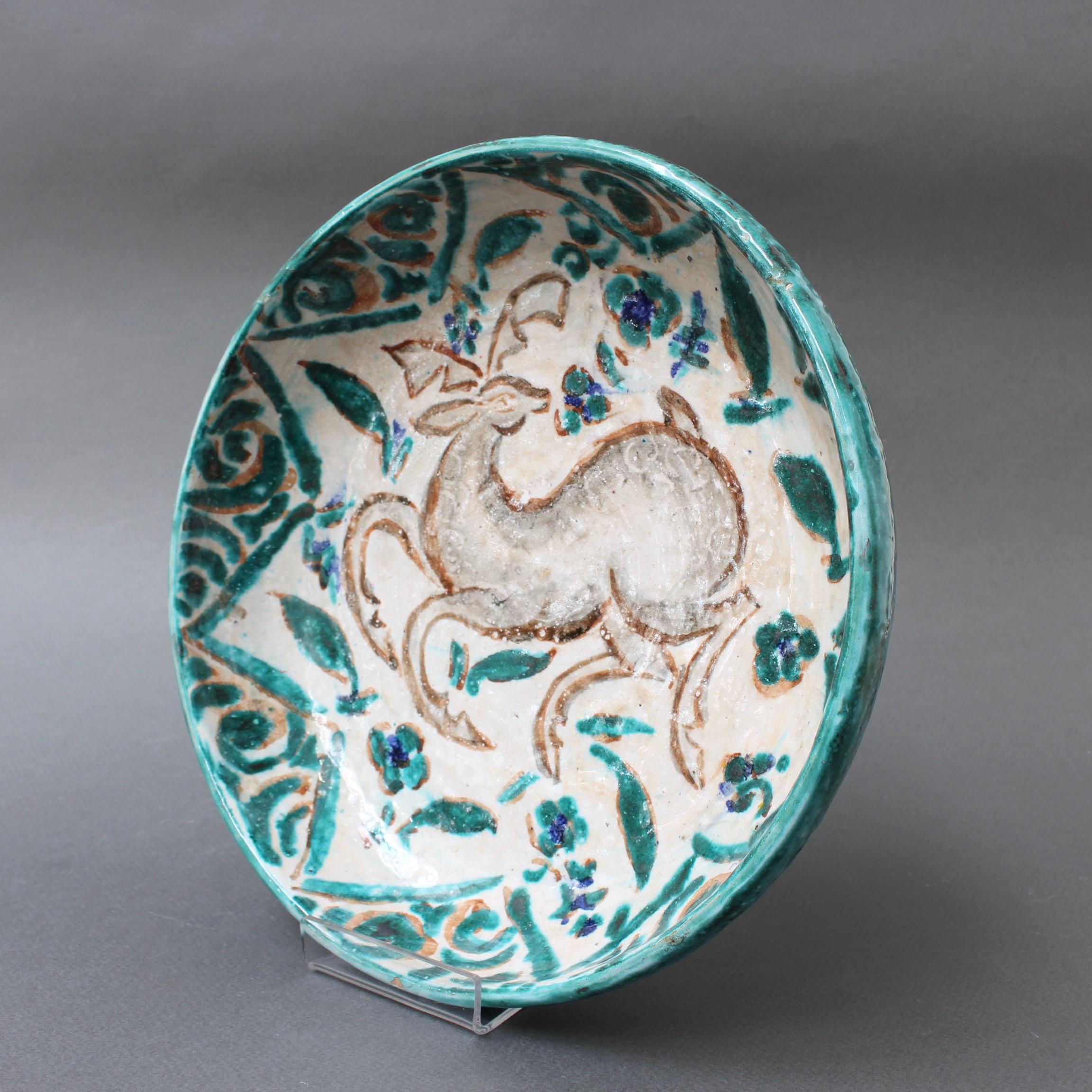 Hand-Painted French Persian-Inspired Ceramic Bowl by Édouard Cazaux, circa 1930s For Sale