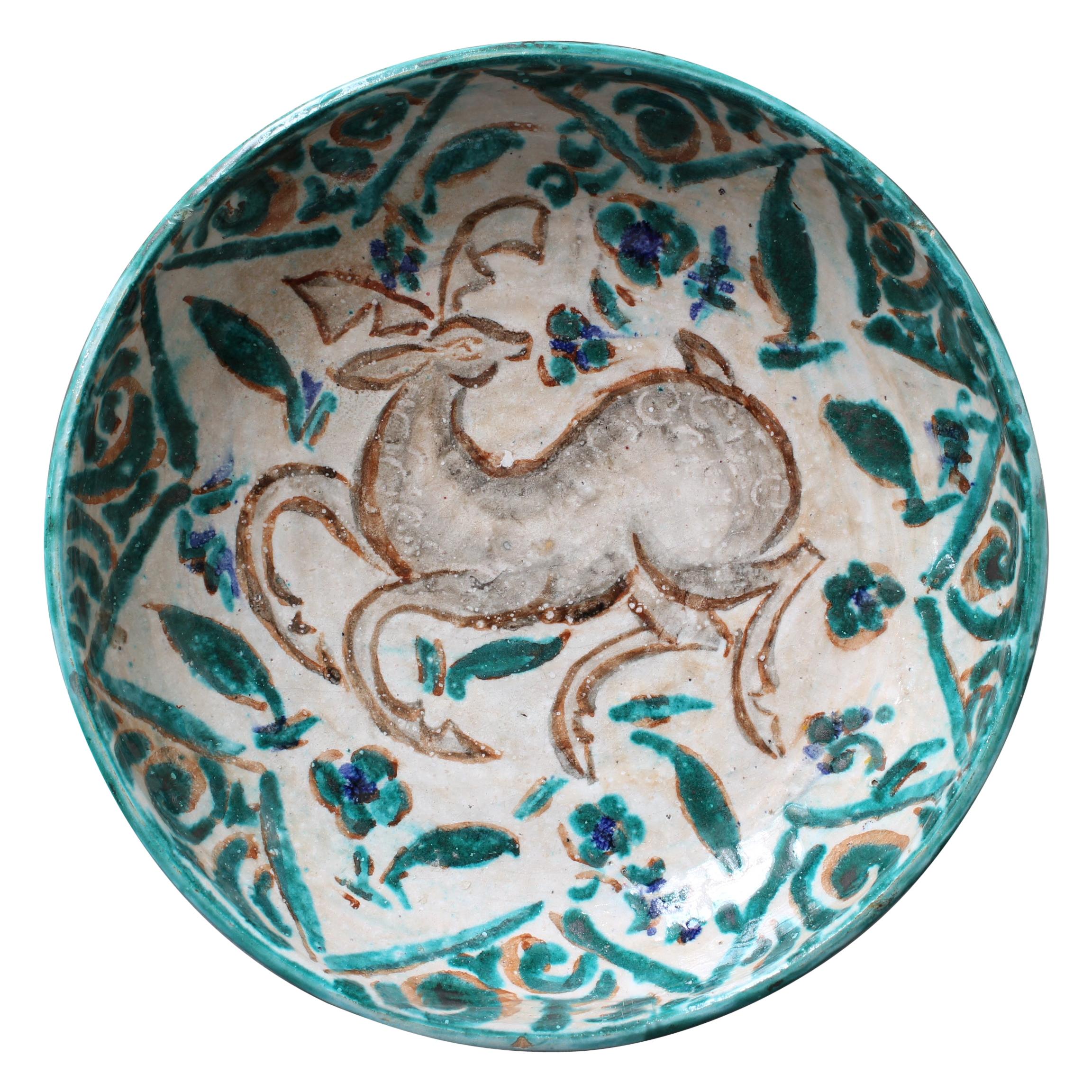 French Persian-Inspired Ceramic Bowl by Édouard Cazaux, circa 1930s