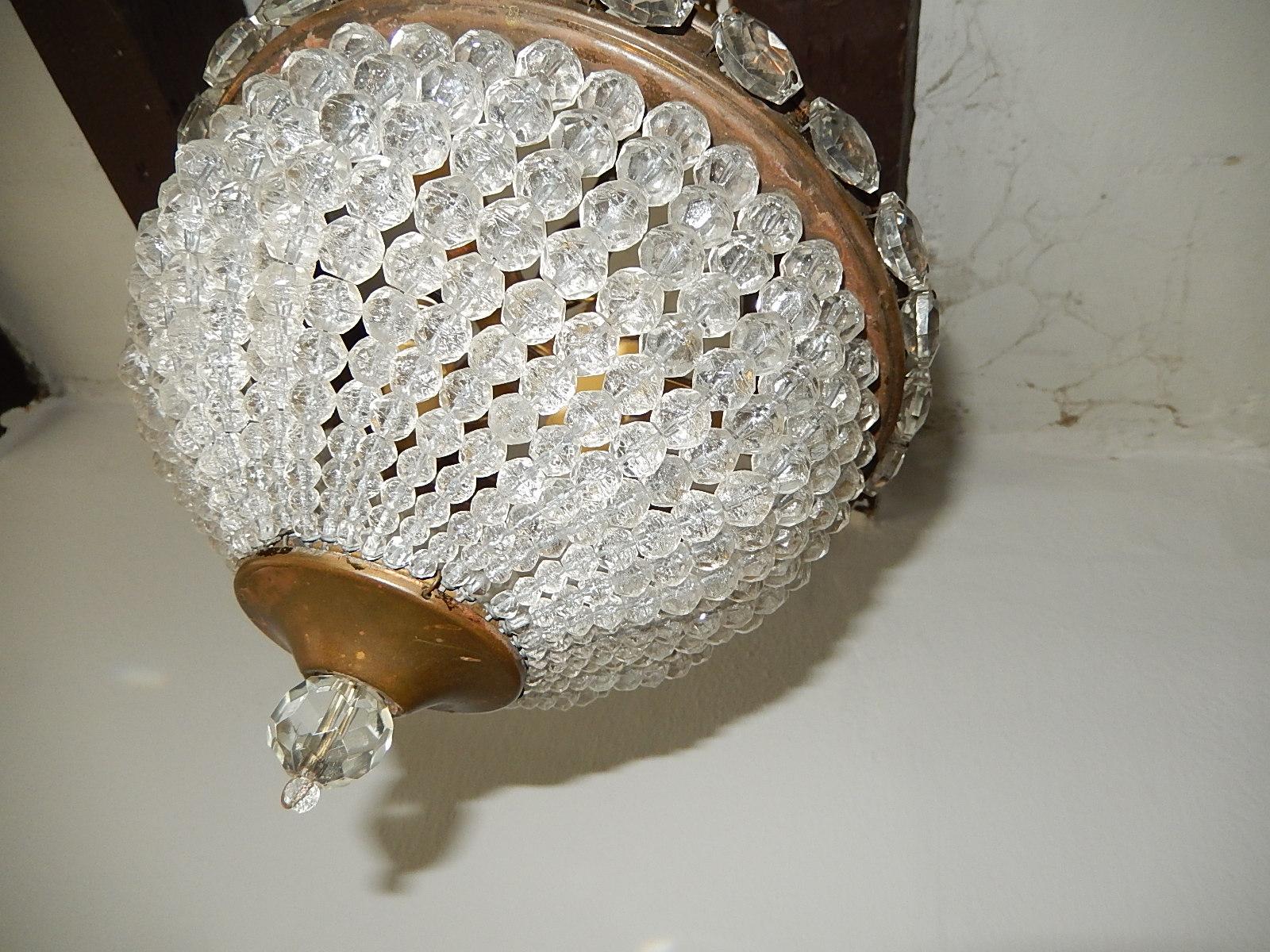 French Petit Crystal Beaded Dome Chandelier Flush Mount 1