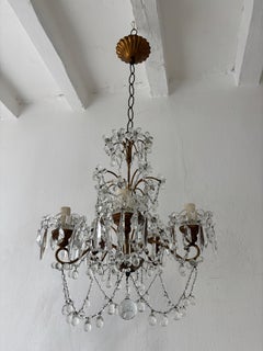 Araña francesa Petit Loaded de Murano con gotas de flores y guirnaldas, circa 1920