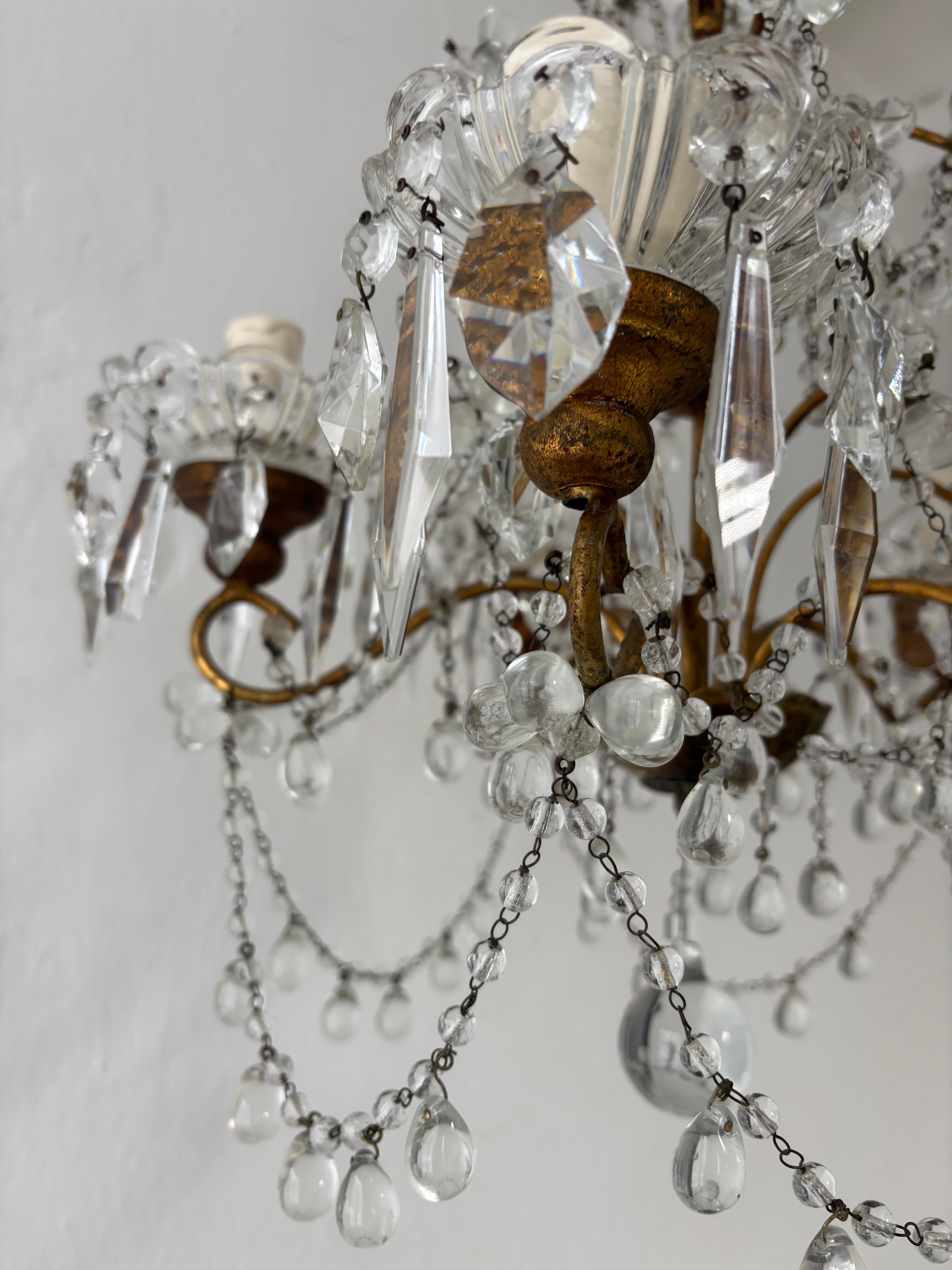 Lustre français en forme de petites gouttes de Murano avec fleurs et guirlandes, circa 1920 en vente 2