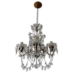 French Petit Loaded Murano Drops Flowers and Swags Chandelier, circa 1920