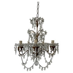 Französischer Petit Loaded Murano Tropfen Blumen und Swags Kronleuchter, um 1920