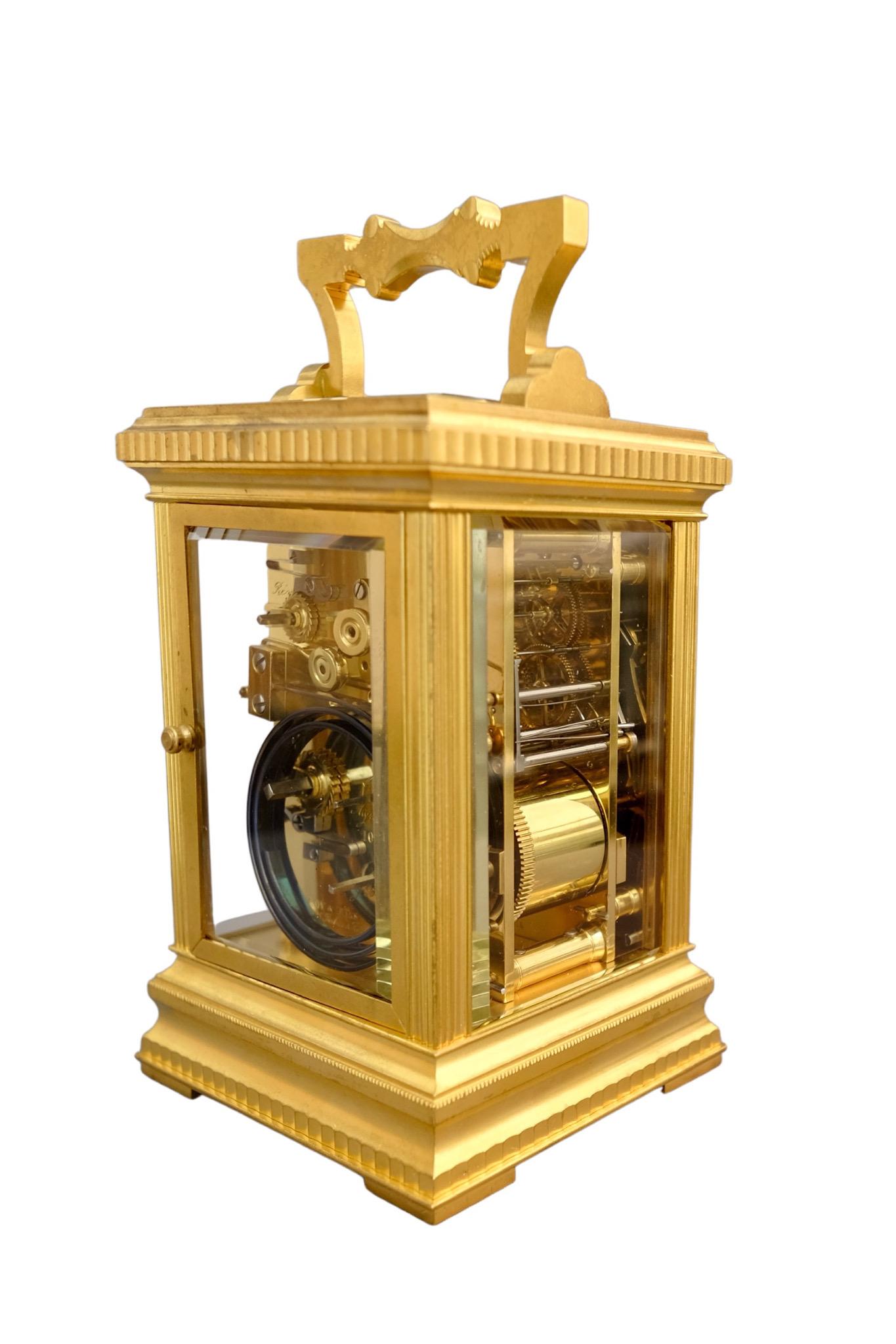 Late 19th Century French Petit-Sonnerie Striking and Repeating Carriage Clock