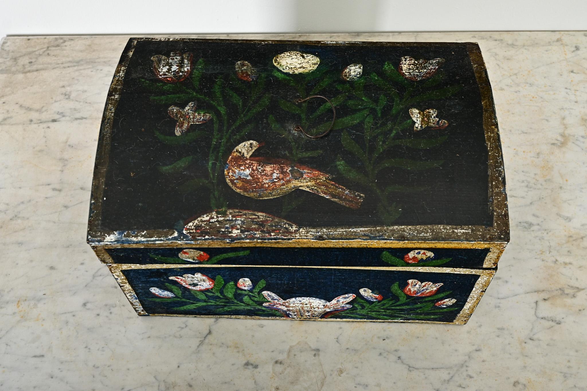 Folk Art French Petite Bridal Box from Normandy For Sale