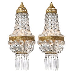 French Petite Crystal Sconces