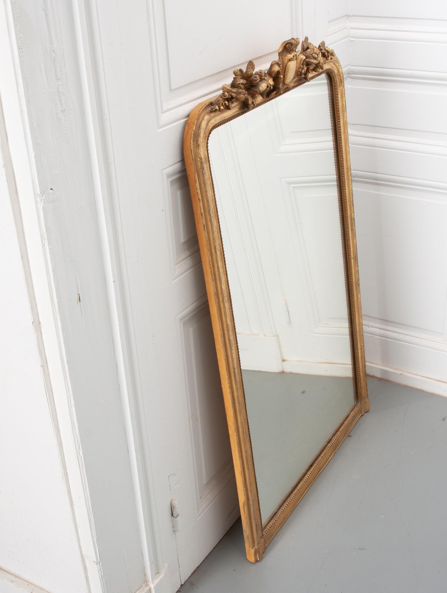 19th Century French Petite Giltwood Louis Philippe Style Mantle Mirror