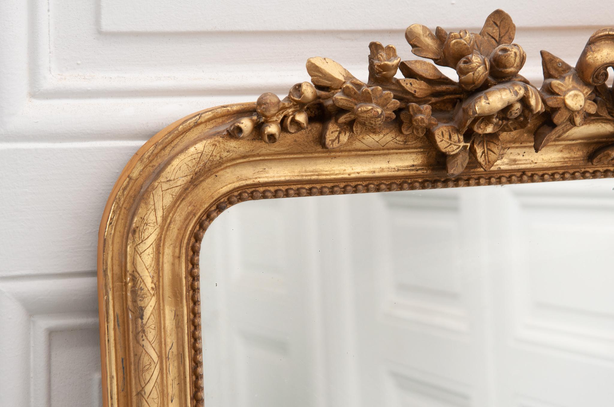 French Petite Giltwood Louis Philippe Style Mantle Mirror 3