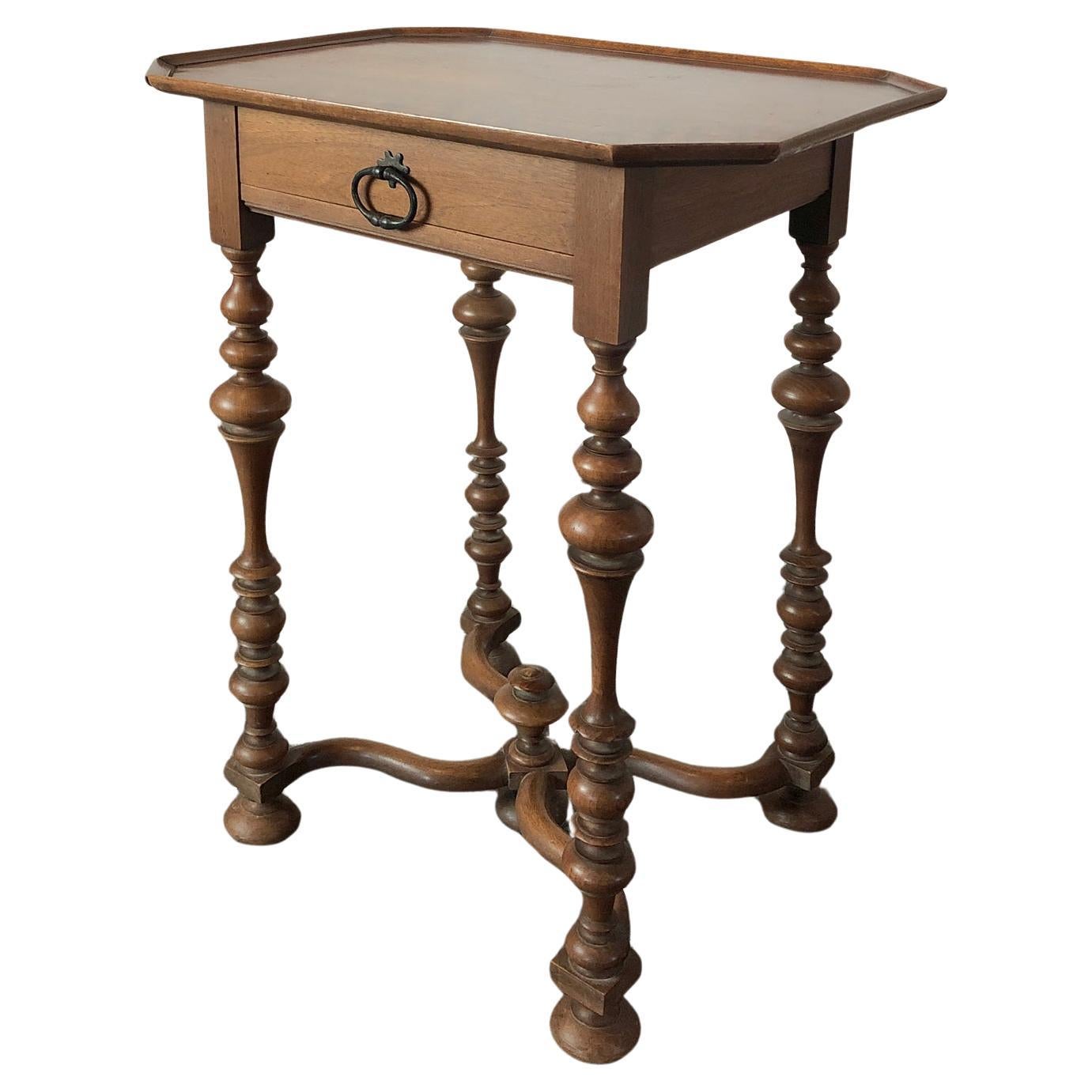 French, Petite Louis XIII Style Walnut Table For Sale
