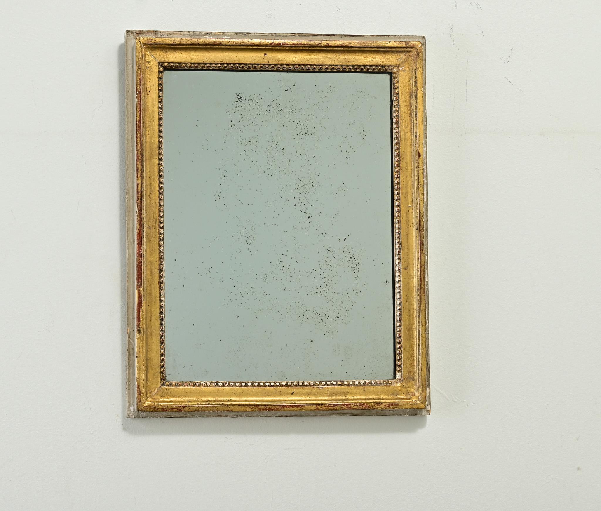Hand-Carved French Petite Louis XVI Gold Gilt Mirror