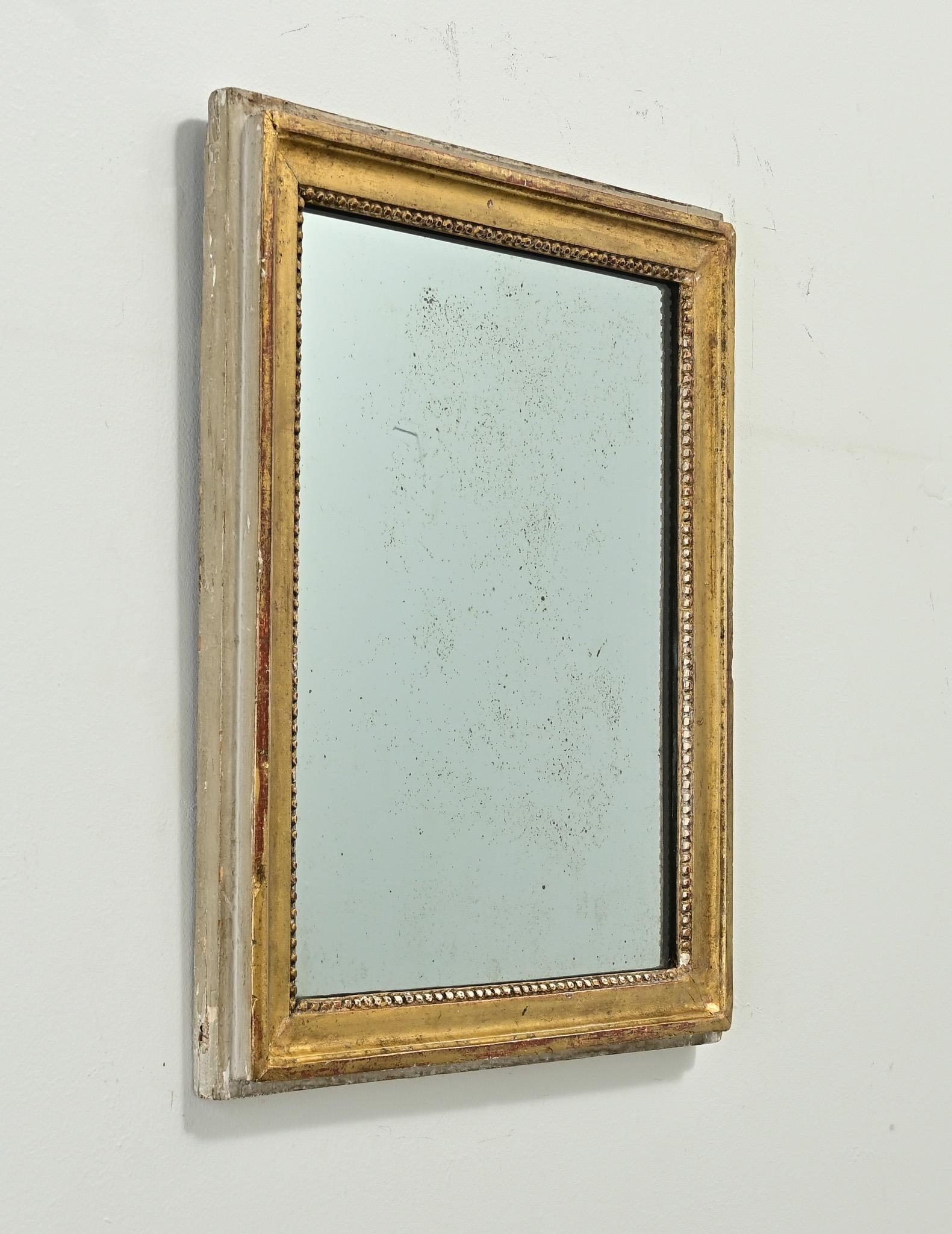 18th Century and Earlier French Petite Louis XVI Gold Gilt Mirror