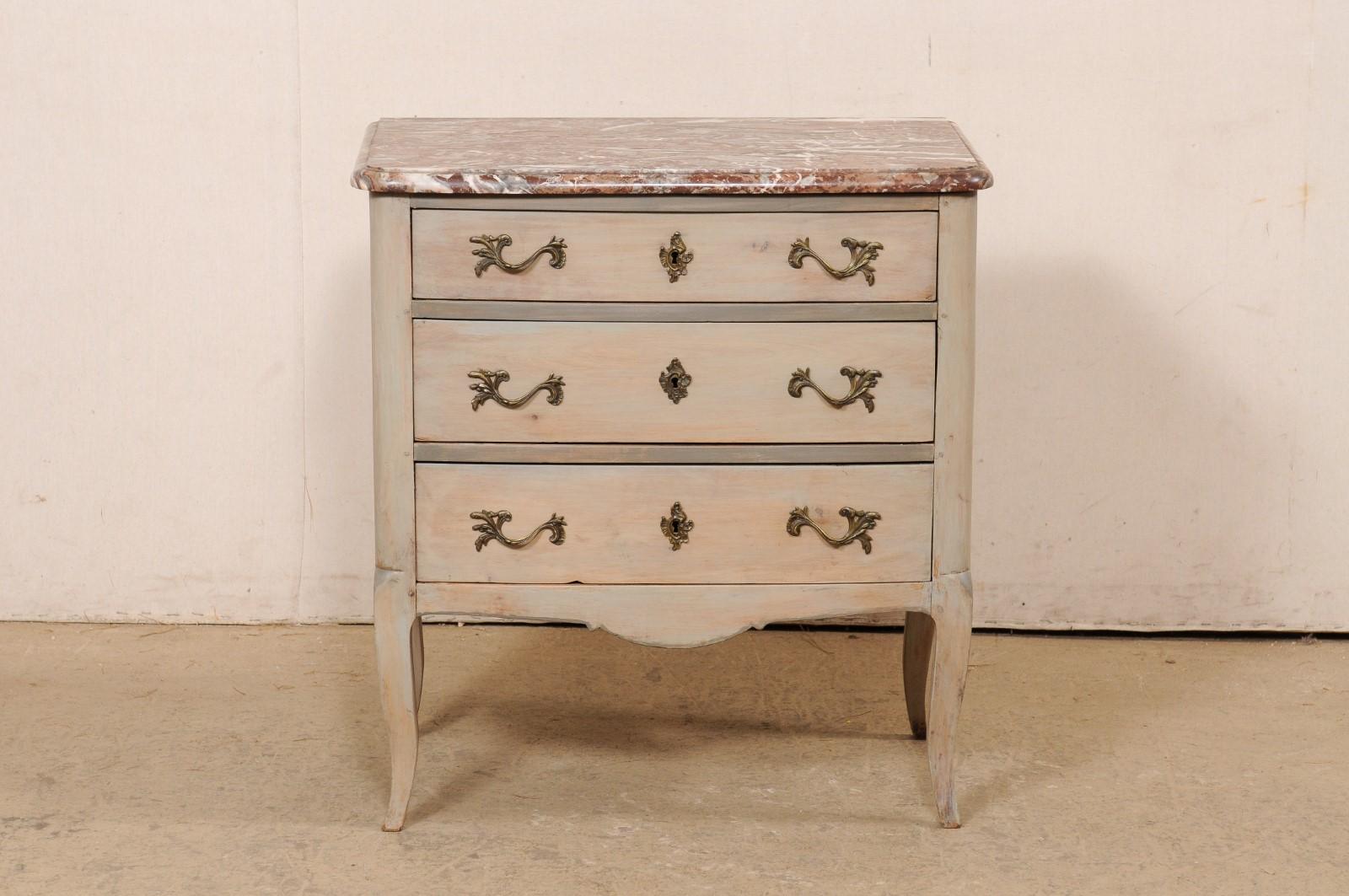 French Petite Marble-Top Chest, 19th C. For Sale 8