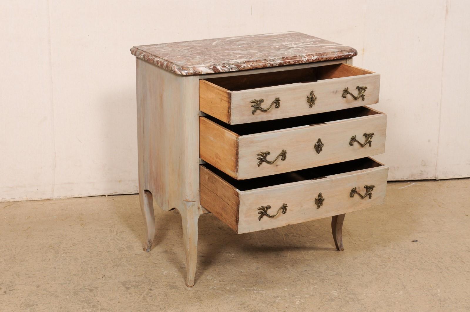 19th Century French Petite Marble-Top Chest, 19th C. For Sale