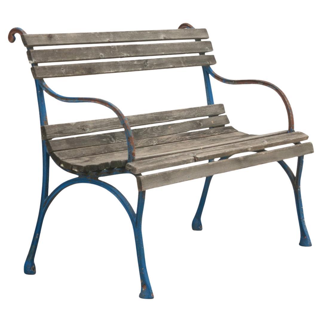 French Petite Painted Garden Bench For Sale