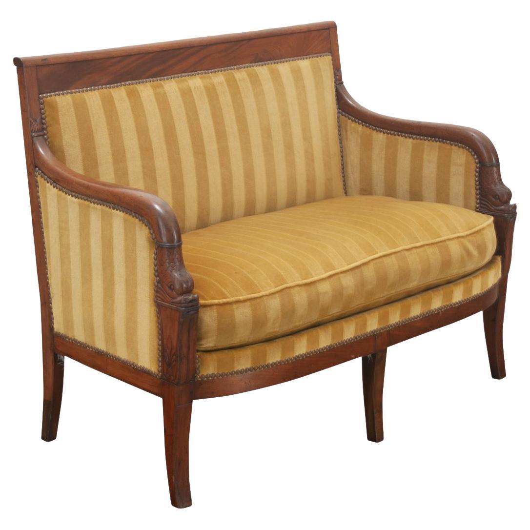 French Petite Restauration Upholstered Settee