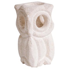 French Petite Sandstone Owl Table Lamp by Albert Tormos