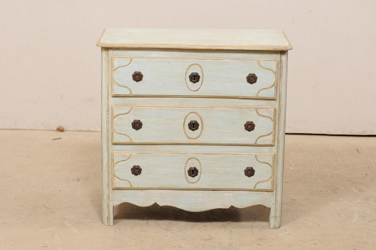 French Petite-Sized Commode in Pale Blue from the Turn of the 18th & 19th C. In Good Condition In Atlanta, GA