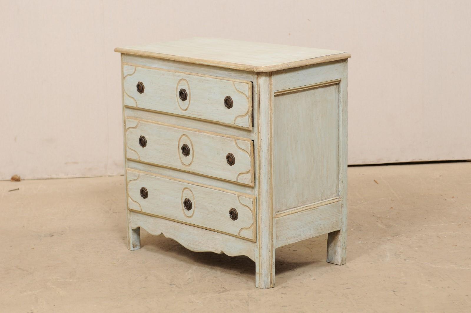 Wood French Petite-Sized Commode in Pale Blue from the Turn of the 18th & 19th C.