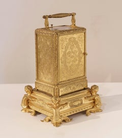 19th Century French Petite Sonnerie Ormolu Carriage Clock by Grohé with Calendar