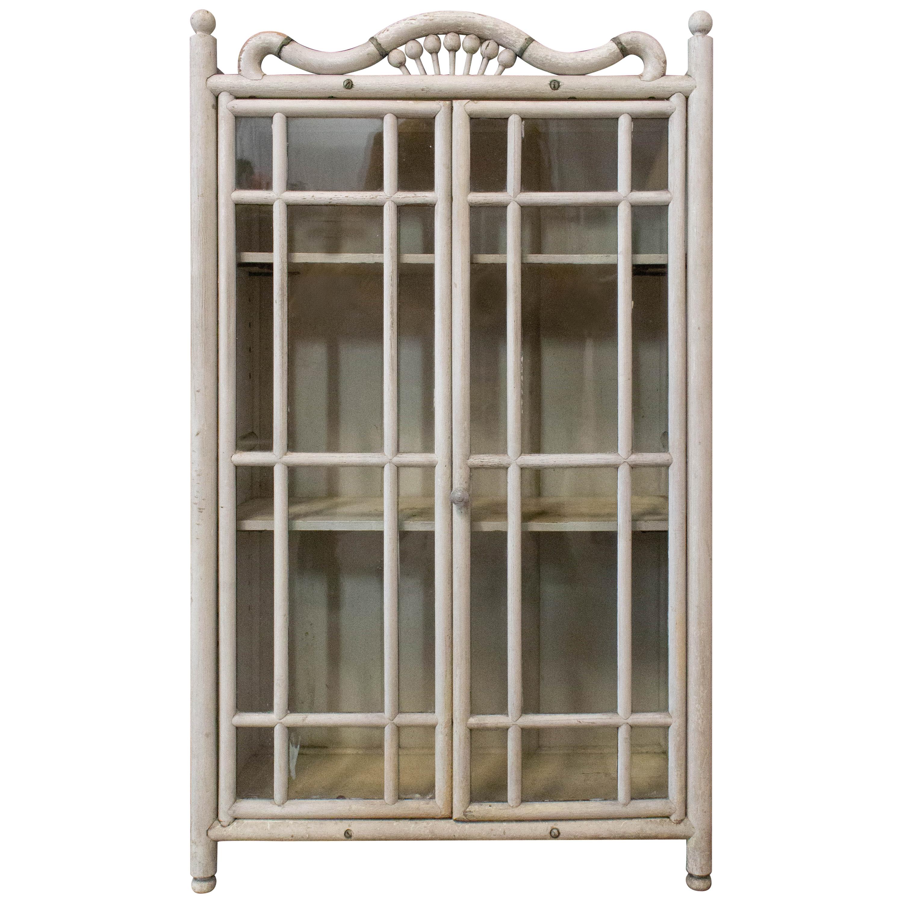 French Petite Vitrine Beveled Glass or Hanging Cabinet, Early 20th Century