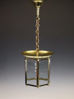 French 'Petitot' Gilt Brass Hall Lantern, Hexagonal Design, 1927