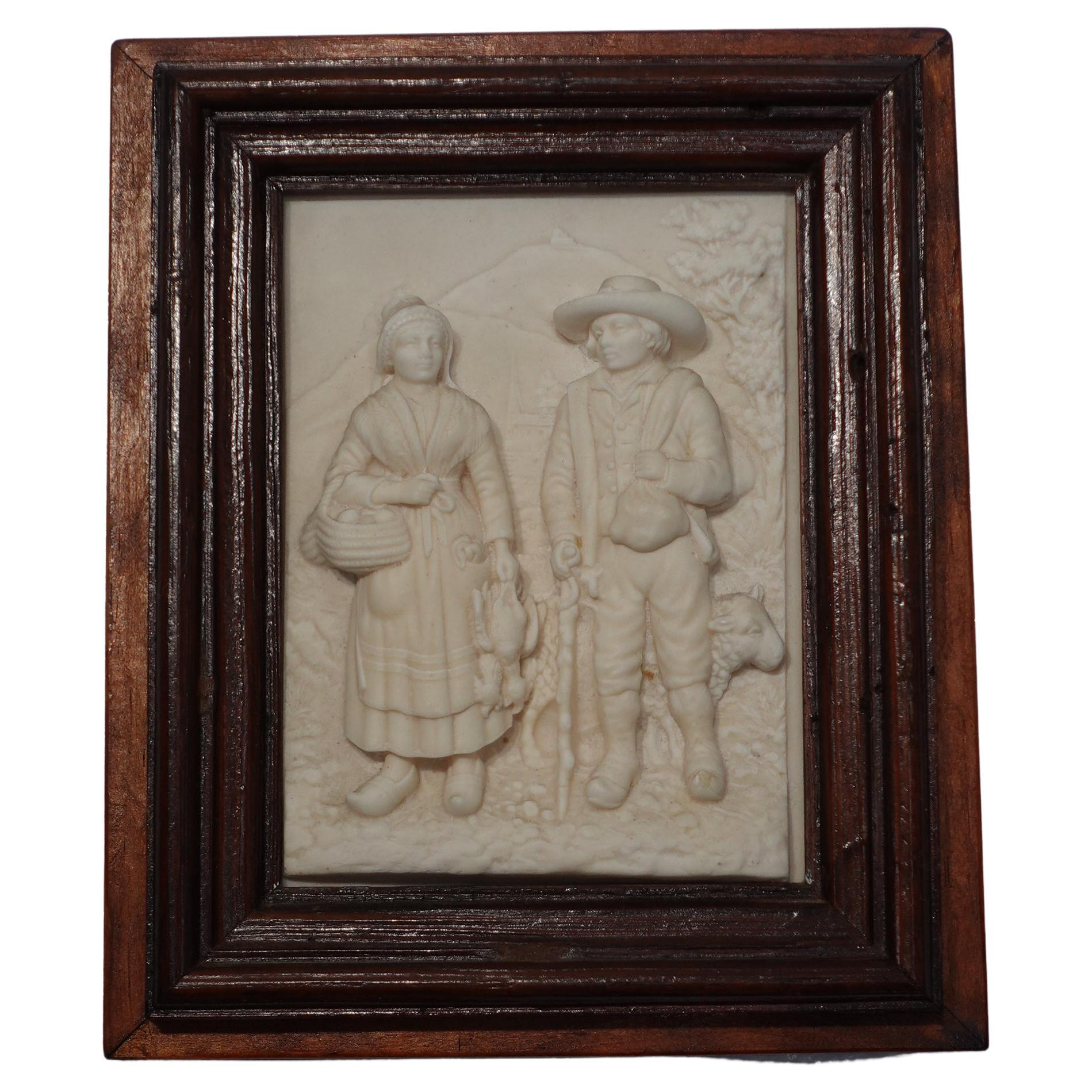 French Petrified Limestone Bas Relief Sculpture