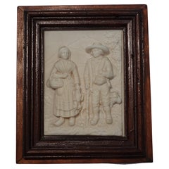French Petrified Limestone Bas Relief Sculpture