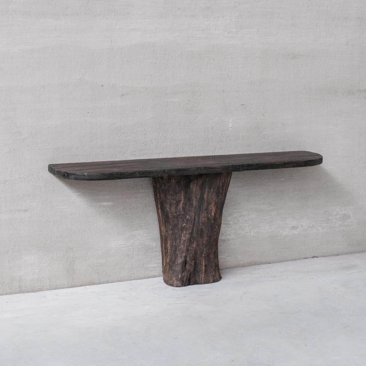 20th Century French Petrified Wood Ebonised Console Table