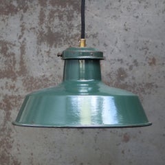 Französischer Petrolgrüner Emaille-Industriefabrik-Anhänger von Sammode, Frankreich