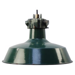 French Petrol Green Enamel Vintage Industrial Factory Pendant Lights by Sammode