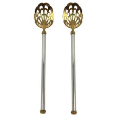 Vintage French Petrossian Gold and Silver-Plated 2-Piece Pierced Caviar Set.