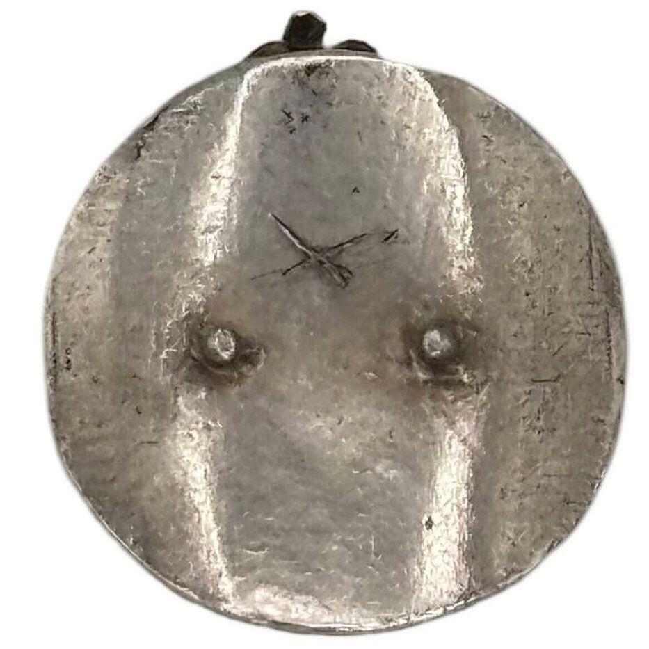 French Pewter Art Deco Medallion Struck with the Face of Mercury Pedant Pin In Excellent Condition For Sale In Van Nuys, CA