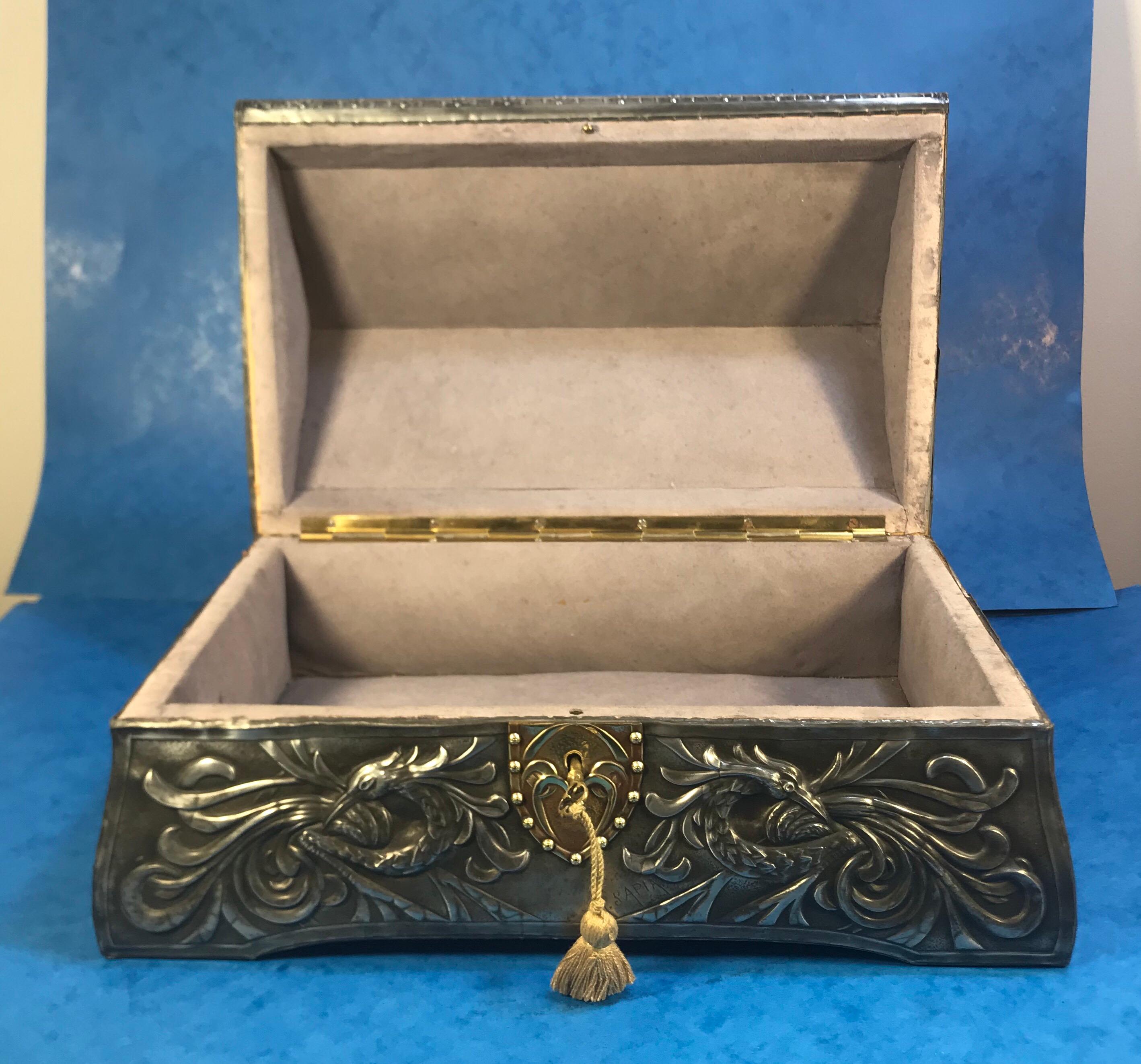 French Pewter Arts & Crafts Box For Sale 5