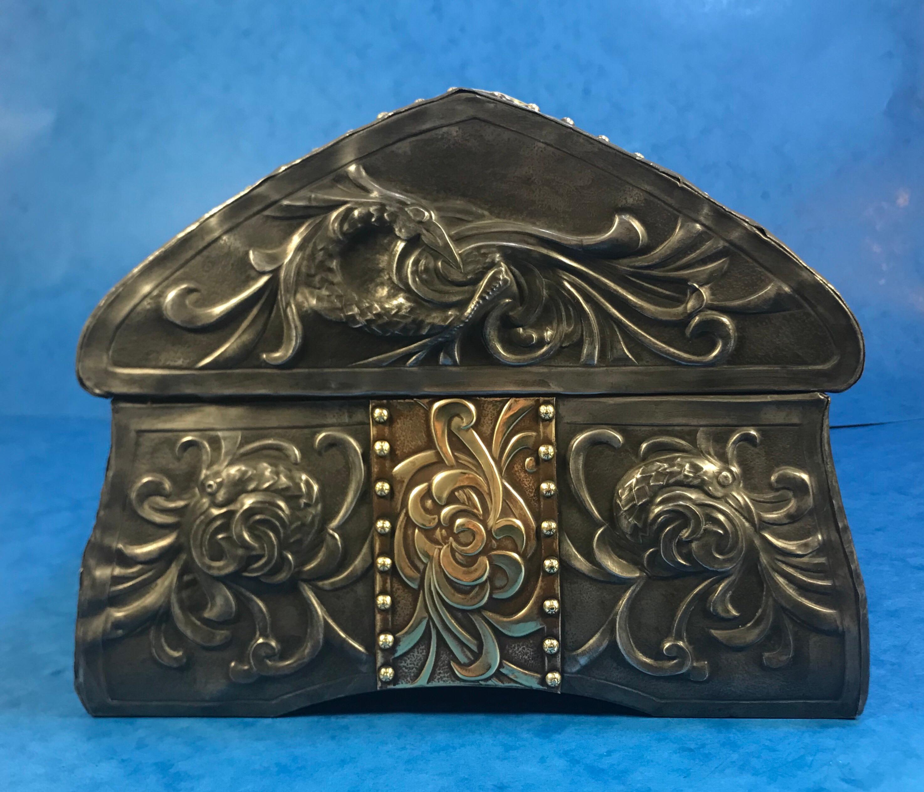 French Pewter Arts & Crafts Box For Sale 2