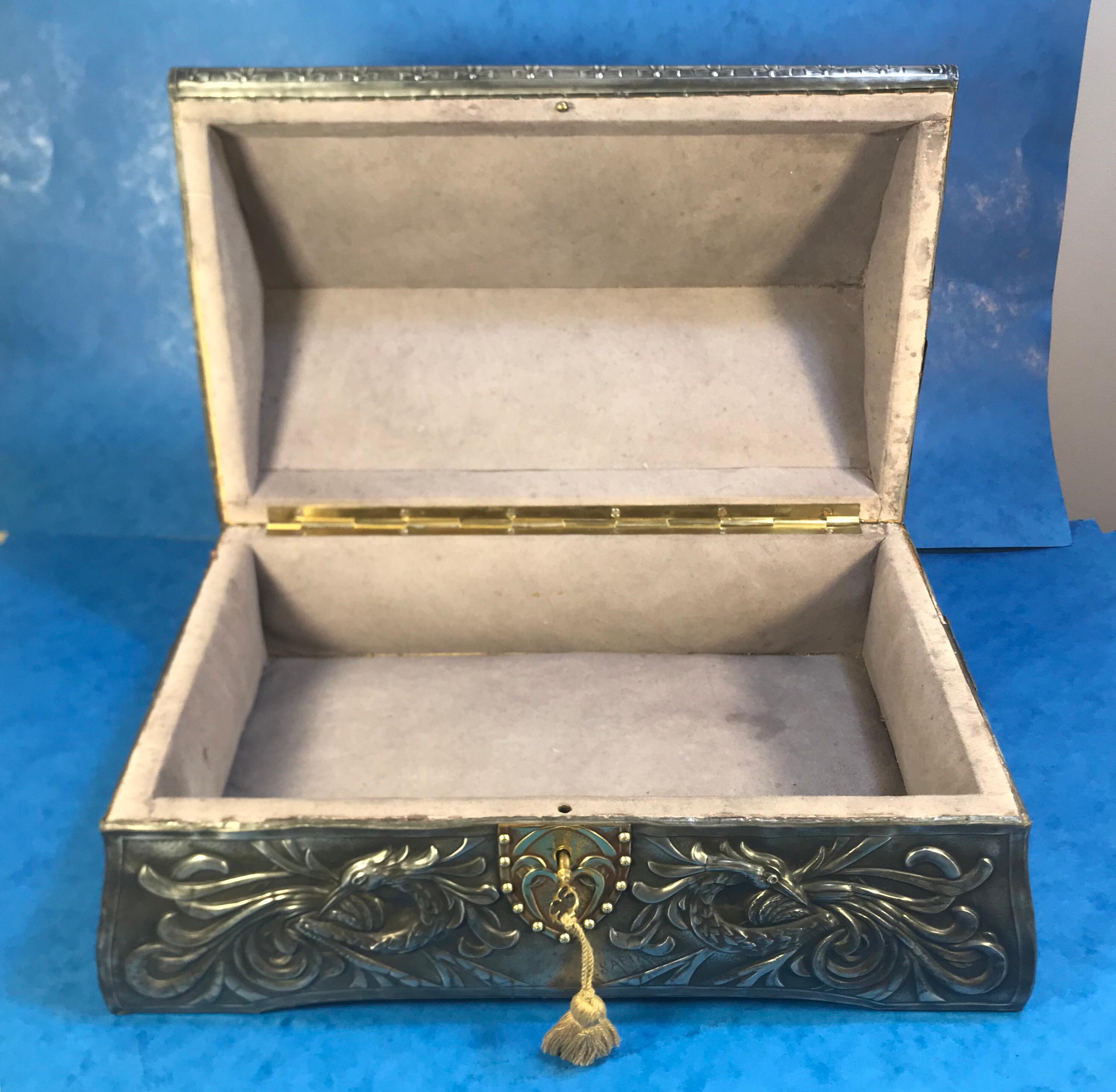 French Pewter Arts & Crafts Box For Sale 4