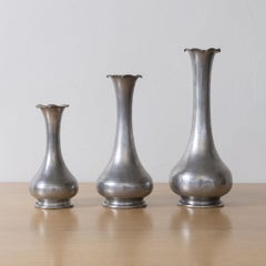 French Pewter Bud Vases, Set of 3