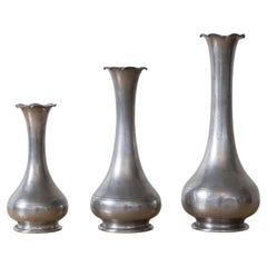 French Pewter Bud Vases, Set of 3