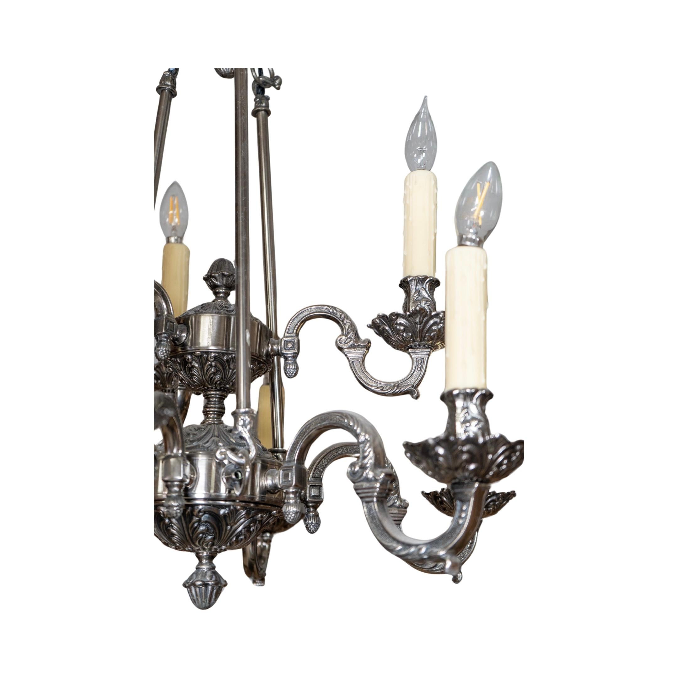 French Pewter Chandelier For Sale 1