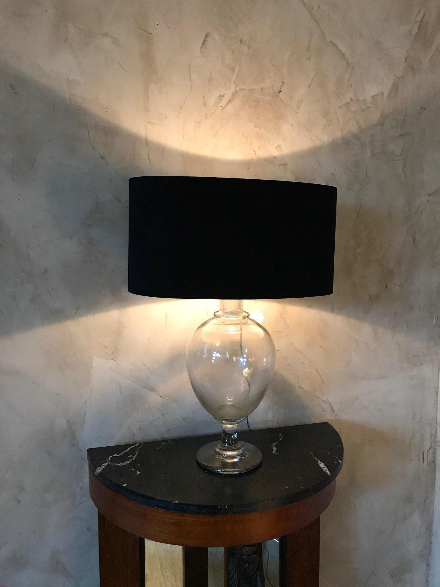 Velvet French Pharmacy Flacon Changed as a Table Lamp