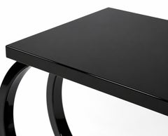 French Piano Black Lacquer Side Table, Art Deco Accent Table