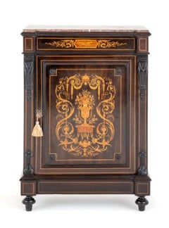 French Pier Cabinet Marquetry Inlay Chest, 1860