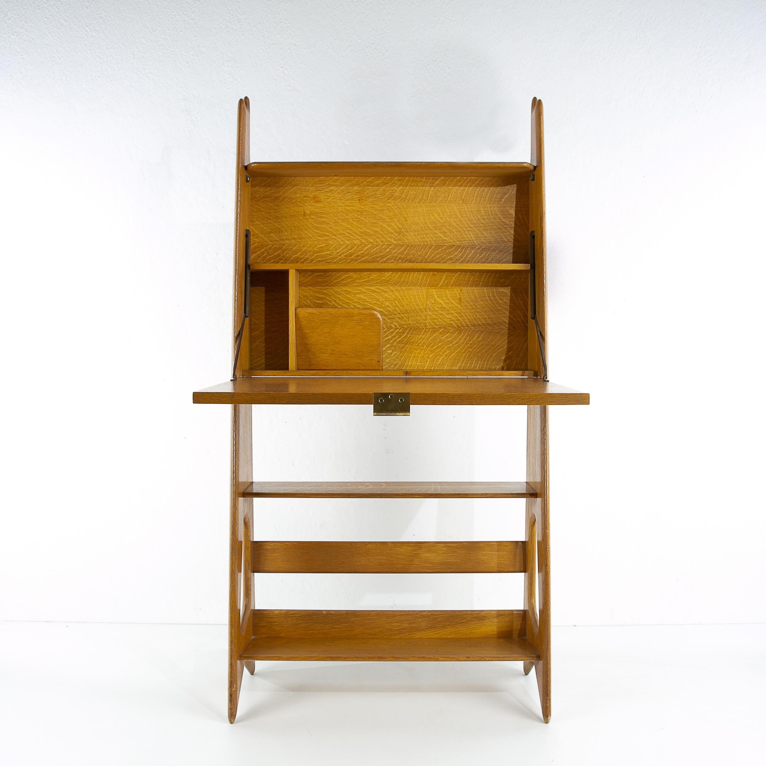 French Pierre Cruege Solid Oak Mid-Century Modern Secretaire 2