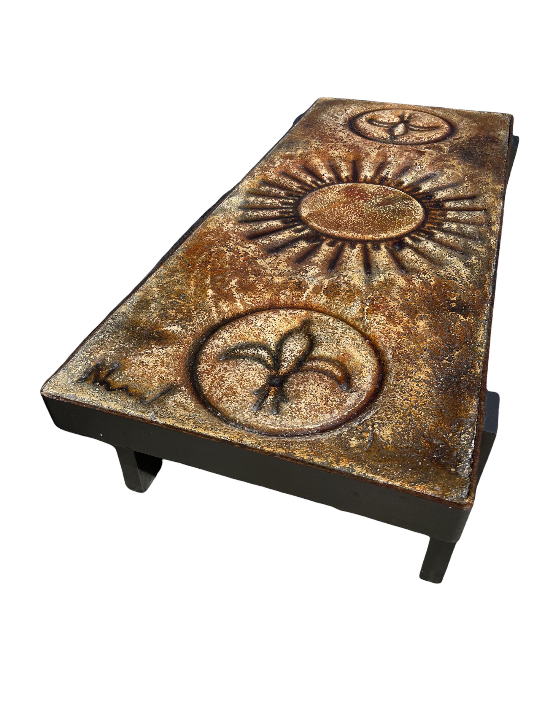 Hand-Crafted French Pierre De Lave Ceramic Francois Chaty for Vallauris Coffee Table